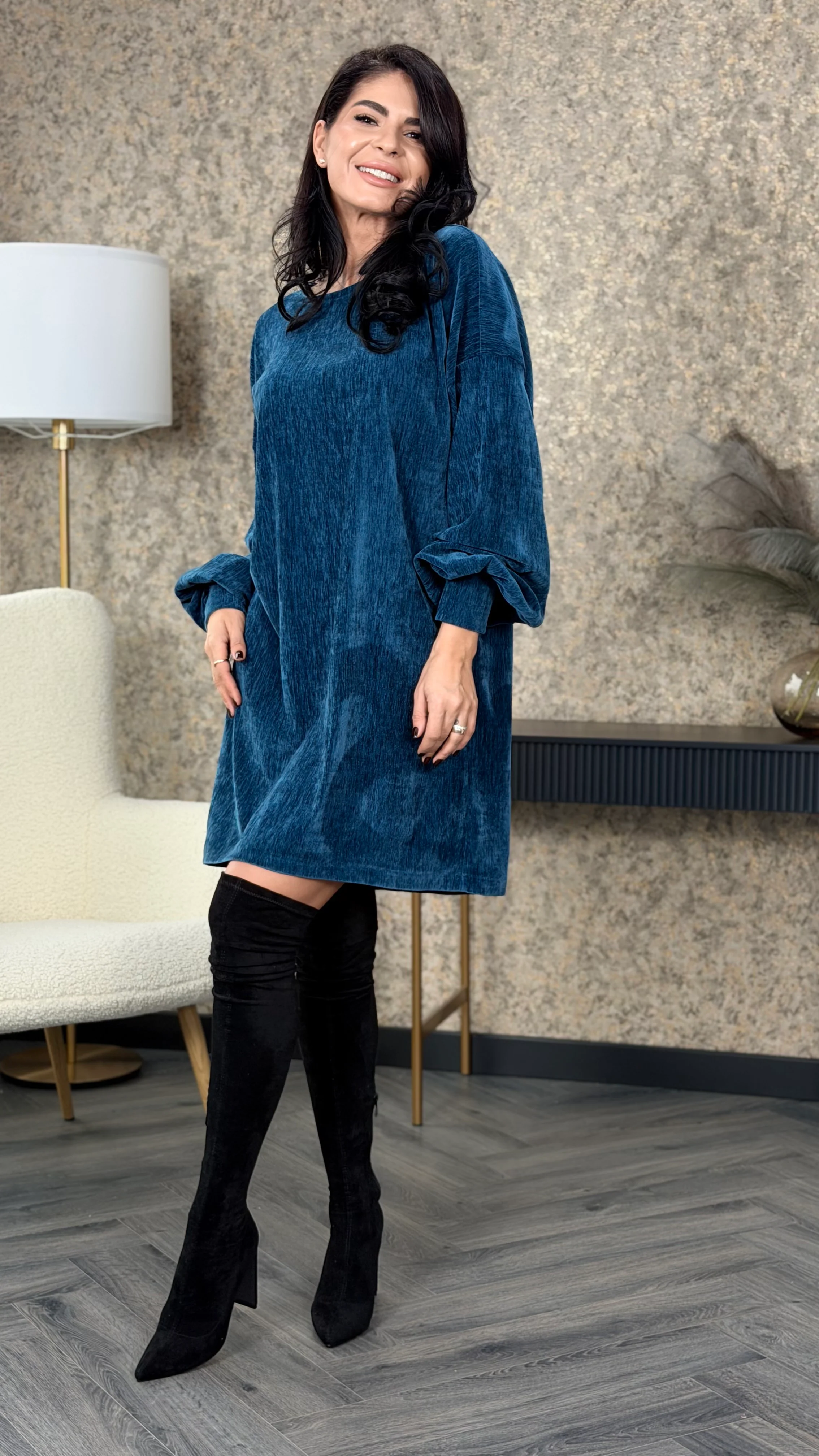Rochie Cellie - Petrol Velvet - Image 5