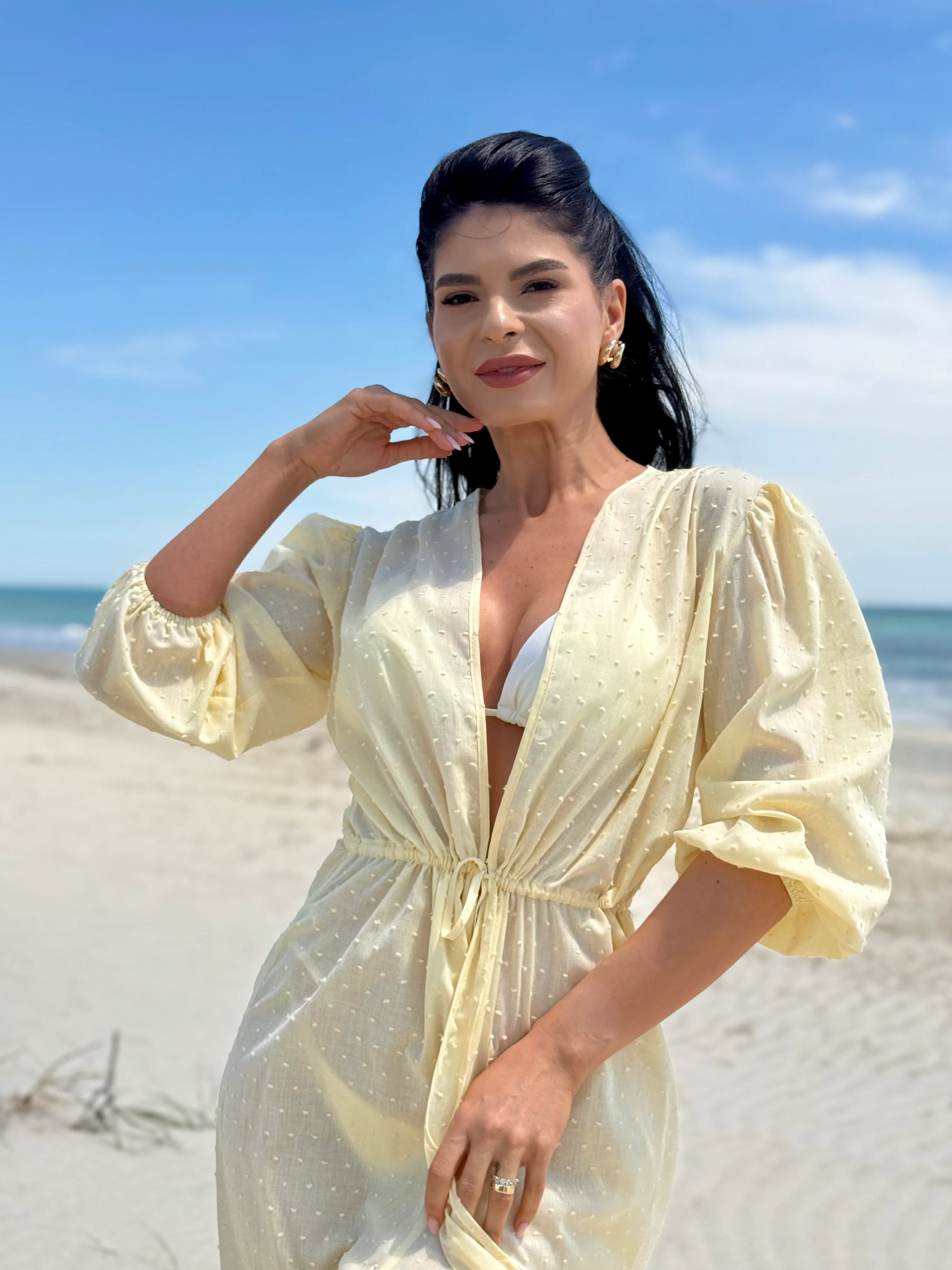 Rochie de Plaja Azure - Vanilie - Image 4
