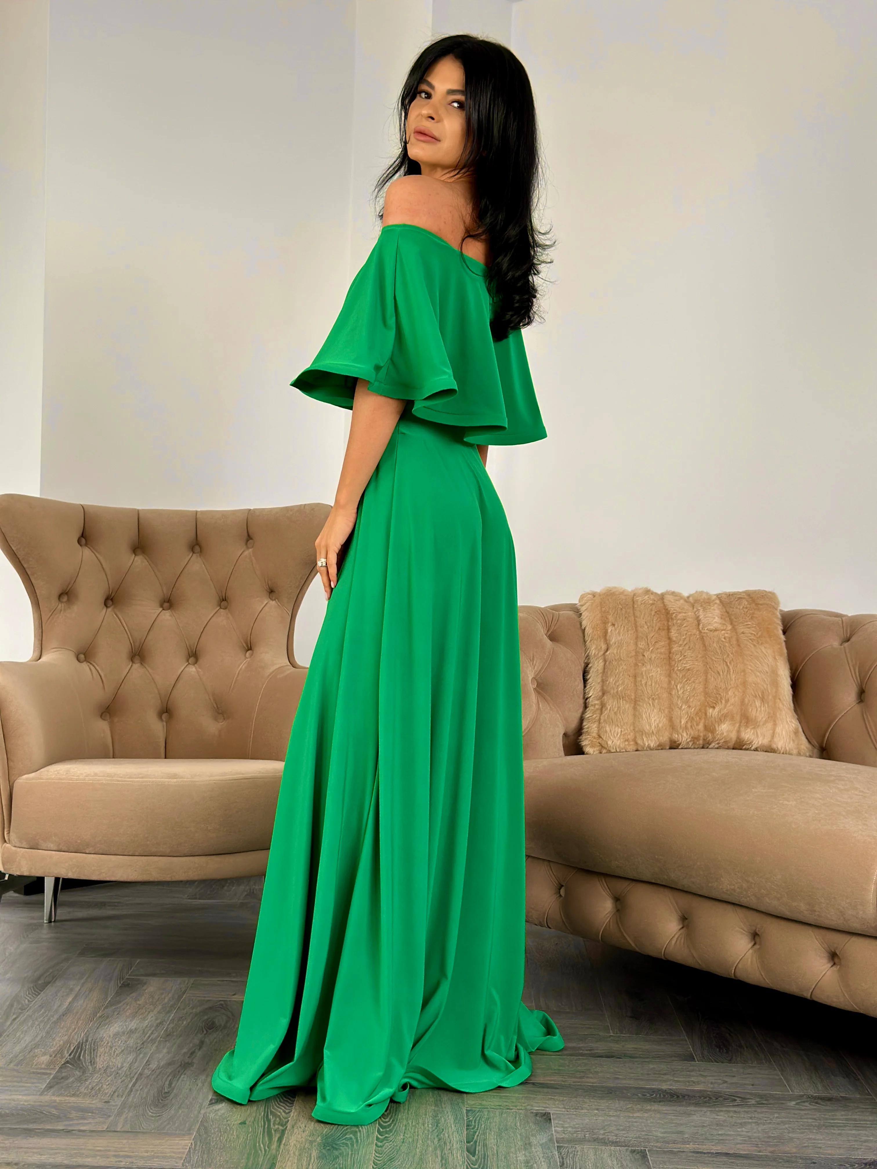 Rochie Lunga ELIZA - Green Apple - Image 3