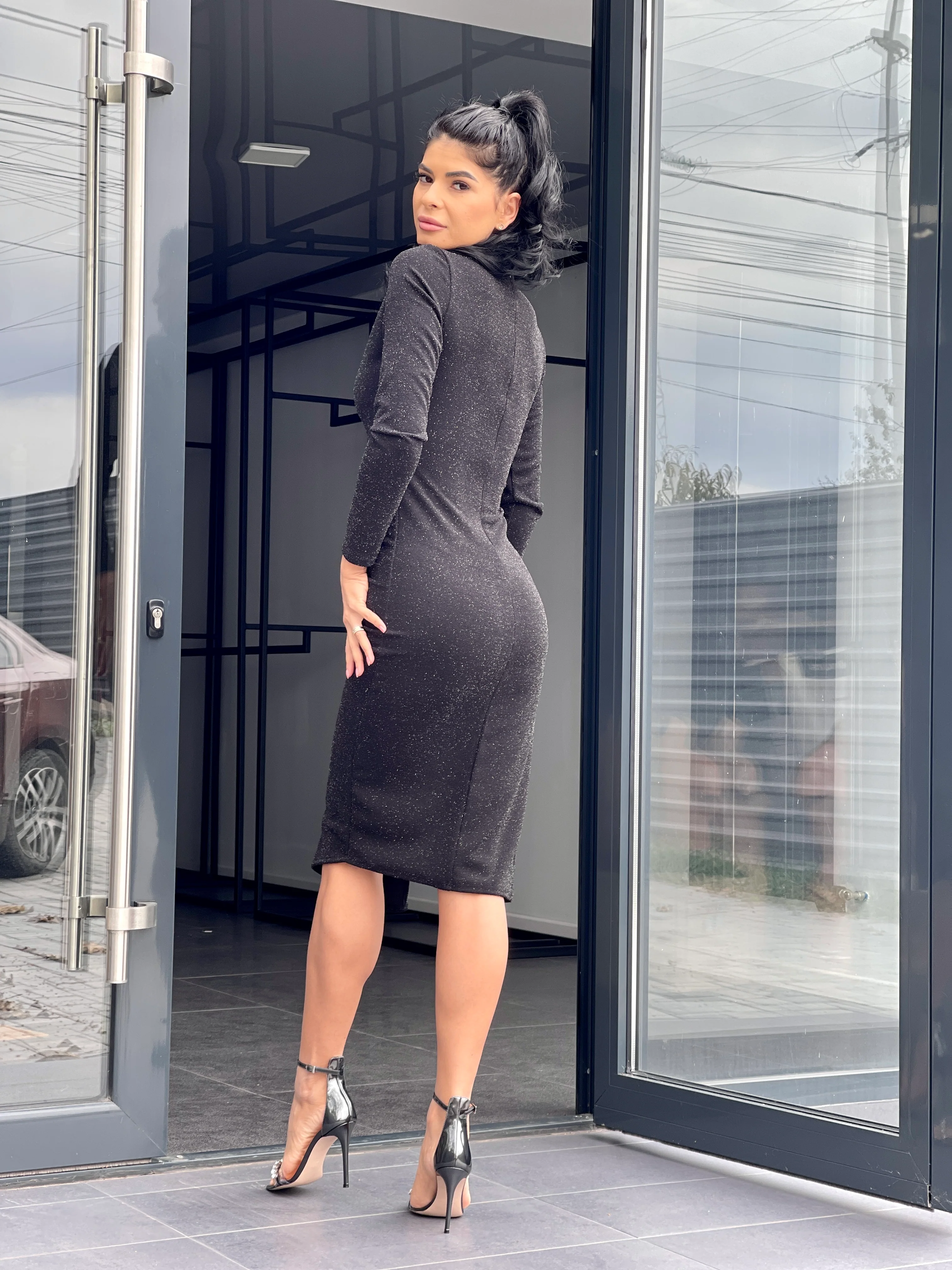 Rochie NATALIA Lurex - Negru - Image 3