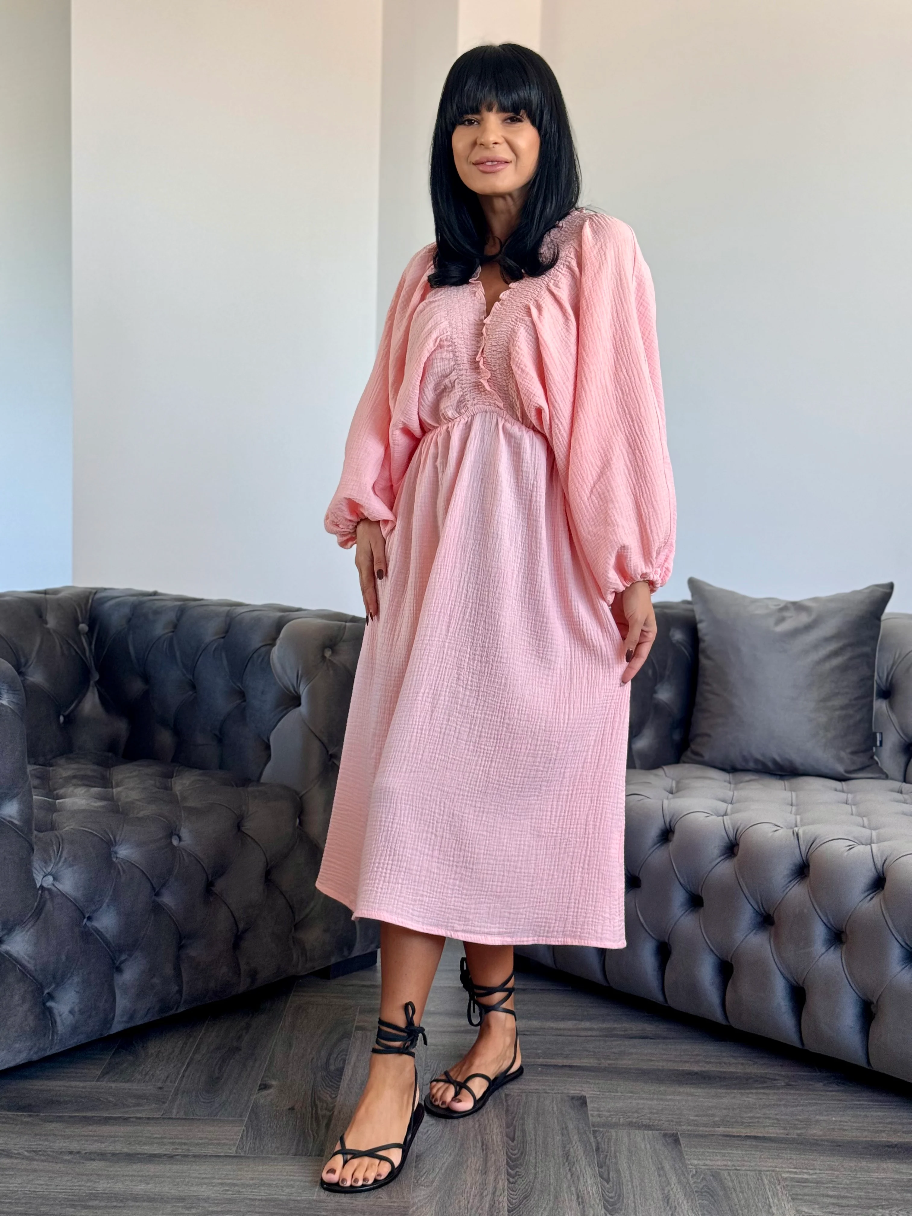Rochie Ramonna - Somon - Image 3